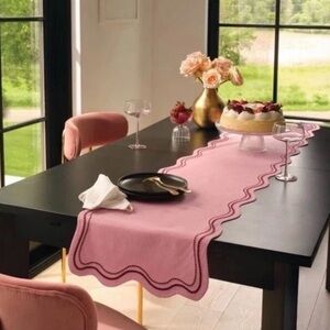 72"x14" Embroidered Scalloped Table Runner Pink Threshold Target EASTER NEW